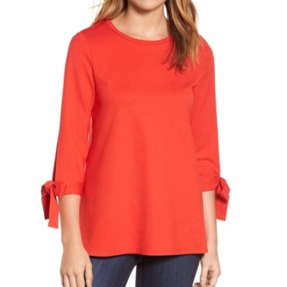 Halogen Ponte Tie Sleeve Tunic Red Size Small